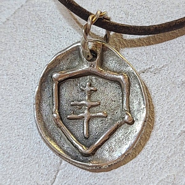 Stamped Seal Cross of Lorraine France or Cross of Anjou, New Vintage Artisan Pendant, Made in France