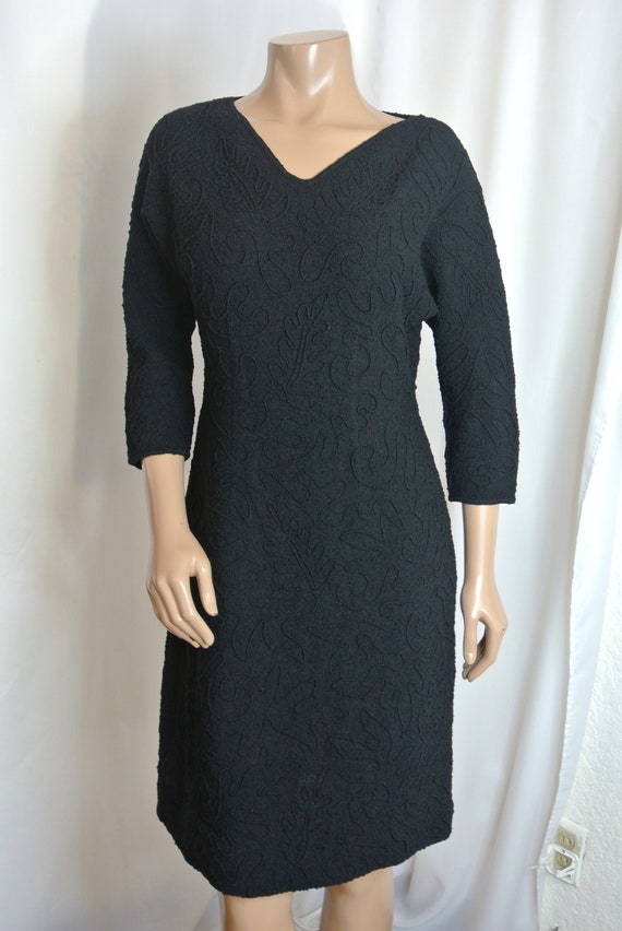 Vintage Snyderknit Hand Loomed  1940’s Black Boucl