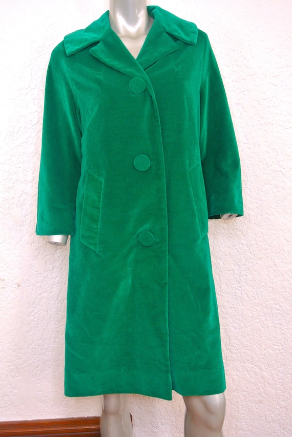Vintage Emerald Green Velveteen Coat by Cozette of