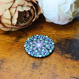 Hand-painted Wood Mandala Refrigerator Magnet - 2 Inches, One-of-a Kind Original Art