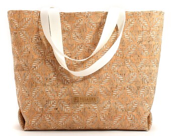 TASCHE aus Kork // Shopper // Schultertasche // Einkaufstasche // Braun // Hellbraun // Weiß // Beige // Blumen // Vegan