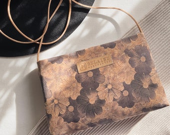 Flower Bag made of cork black brown