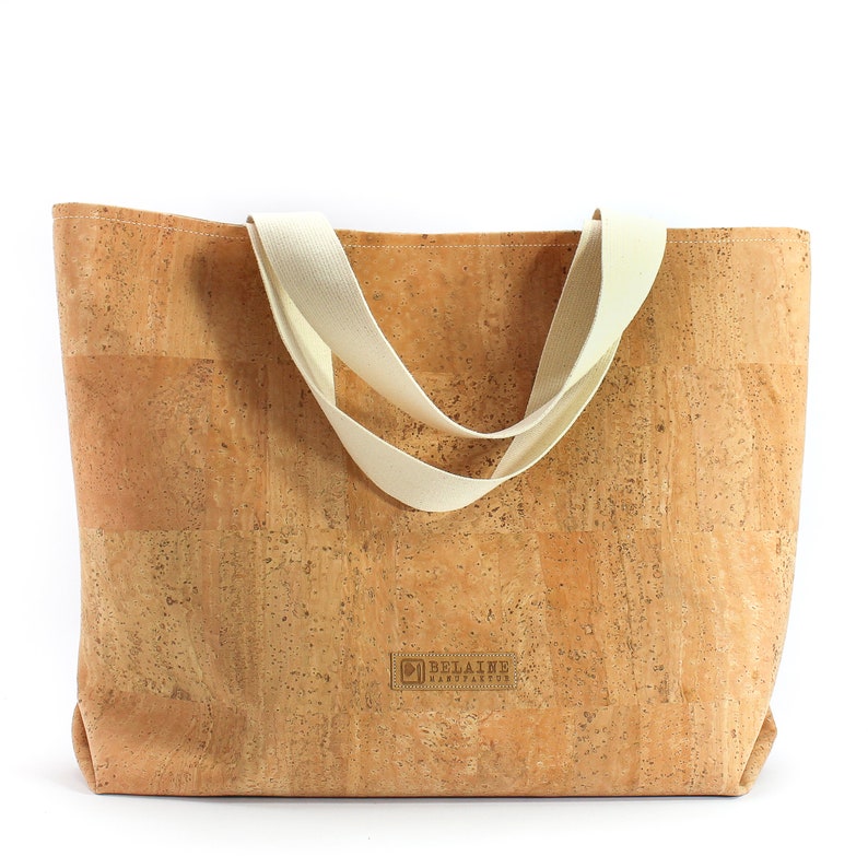 Big SHOPPER // Weekender // VEGAN Shopping bag // handmade // soft // cork textile // NO Real Leather image 3