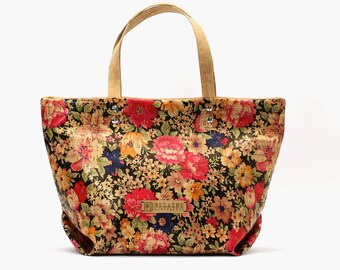 BAG // FLOWERS // rainbow // pink // blue // green // violet // Silver // vegan // cork // handmade // Shopper // Weekender