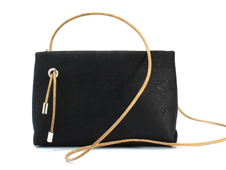 Vegane TASCHE Kork // Schwarz // Braun // Silber // Kordel ...