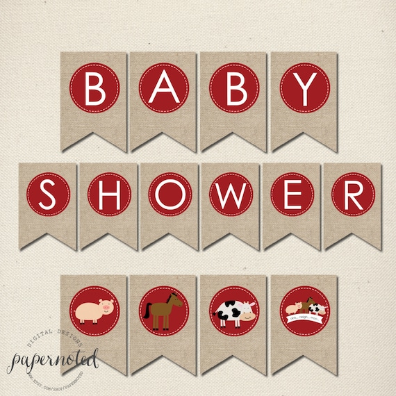 Items similar to Instant Download - Farm Baby Shower Banner // Farm ...