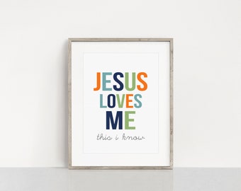 Jesus Loves Me Wall Art // Wall Prints // Playroom Print // Wall Art // Scripture // DIY Printable