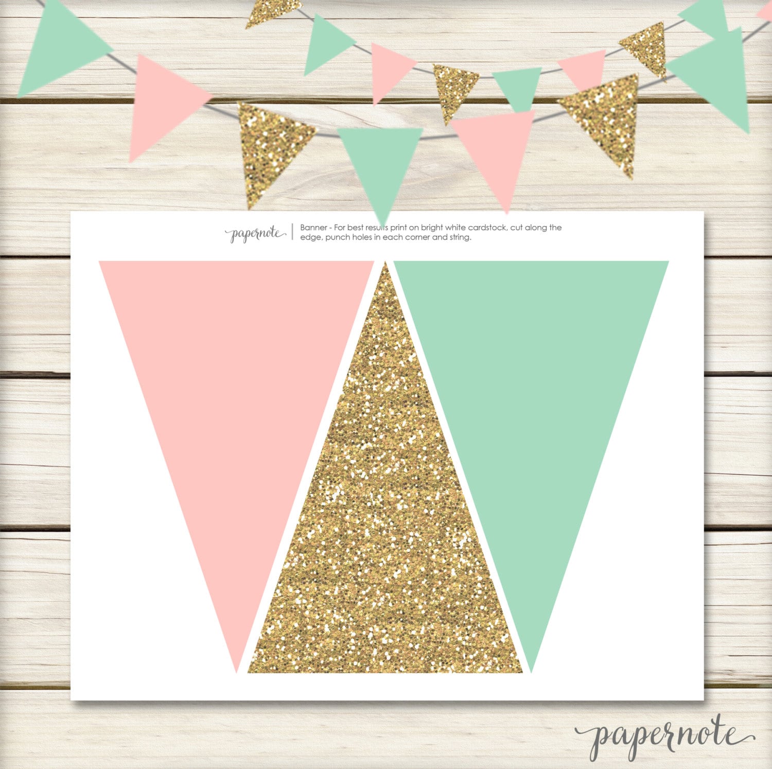 Instant Download // Pink, Mint and Gold Banner // Mint and Gold Party ...