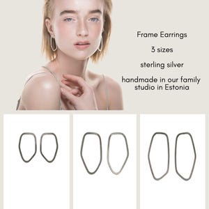 Sterling Silver Frame Earrings • Geometric Statement Earrings • Modern Jewelry • Lightweight • Handcrafted  •  Gift For Her