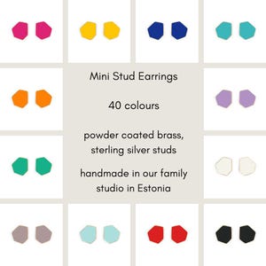 Minimalist Stud Earrings • Colourful Small Earrings • Powder-Coated Brass, Sterling Silver • Choose Your Colour • Perfect Everyday Jewellery
