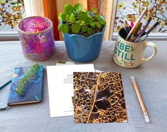 Leaf Skeleton Poetry Card, Nature Photography, Spiritual Poem (5x7)