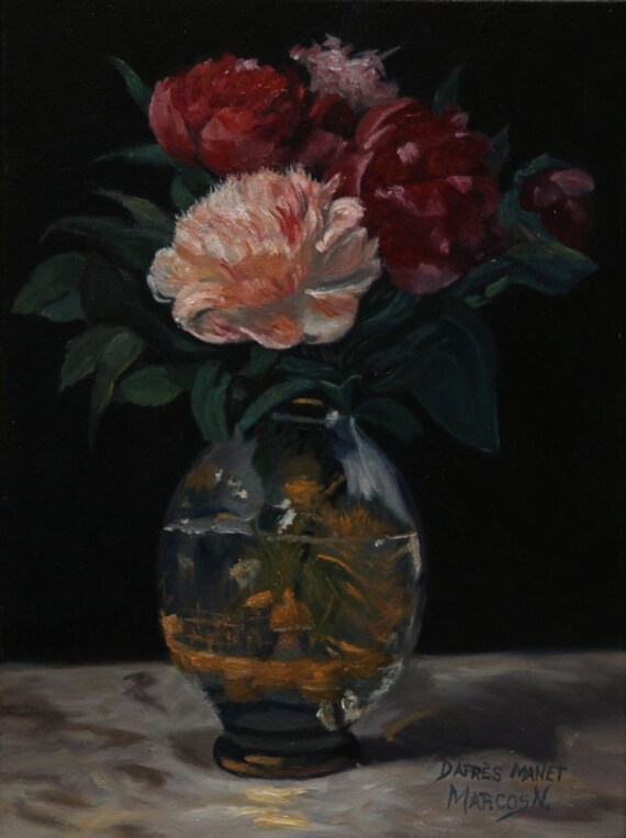 Still Life Original Oil Painting The Flowers Pink And Etsy