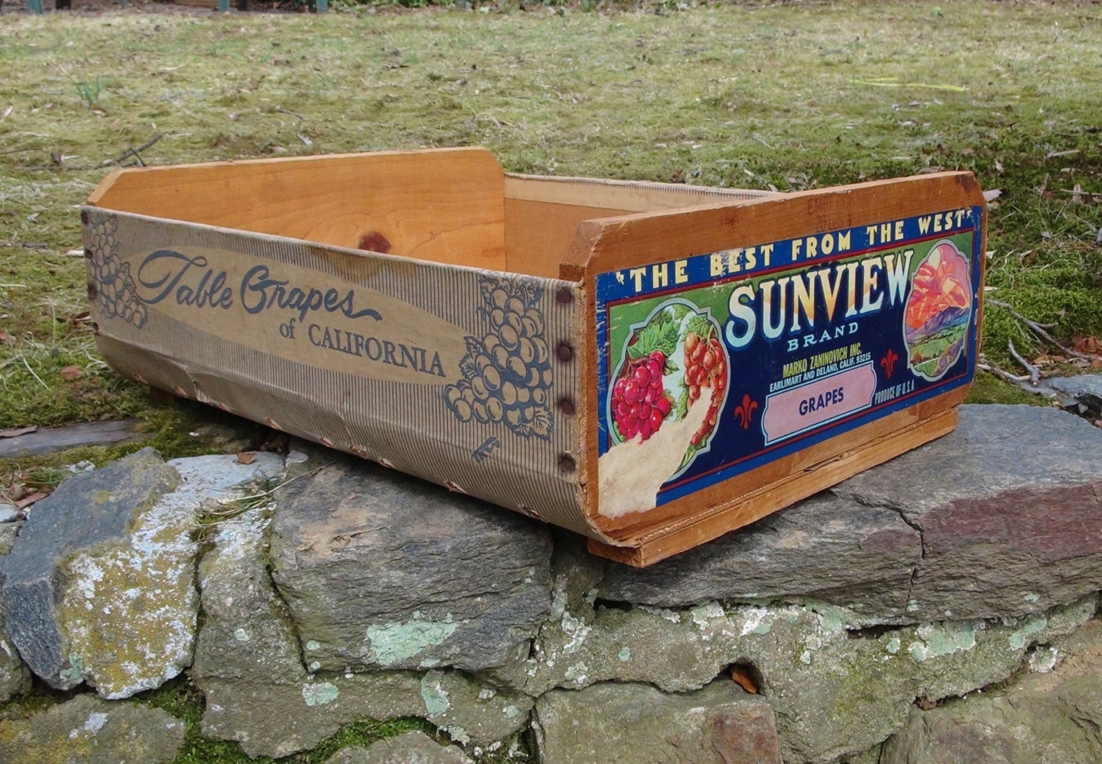 Vintage Wooden Box / Grape Harvesting Crate / Sunview Grape Etsy