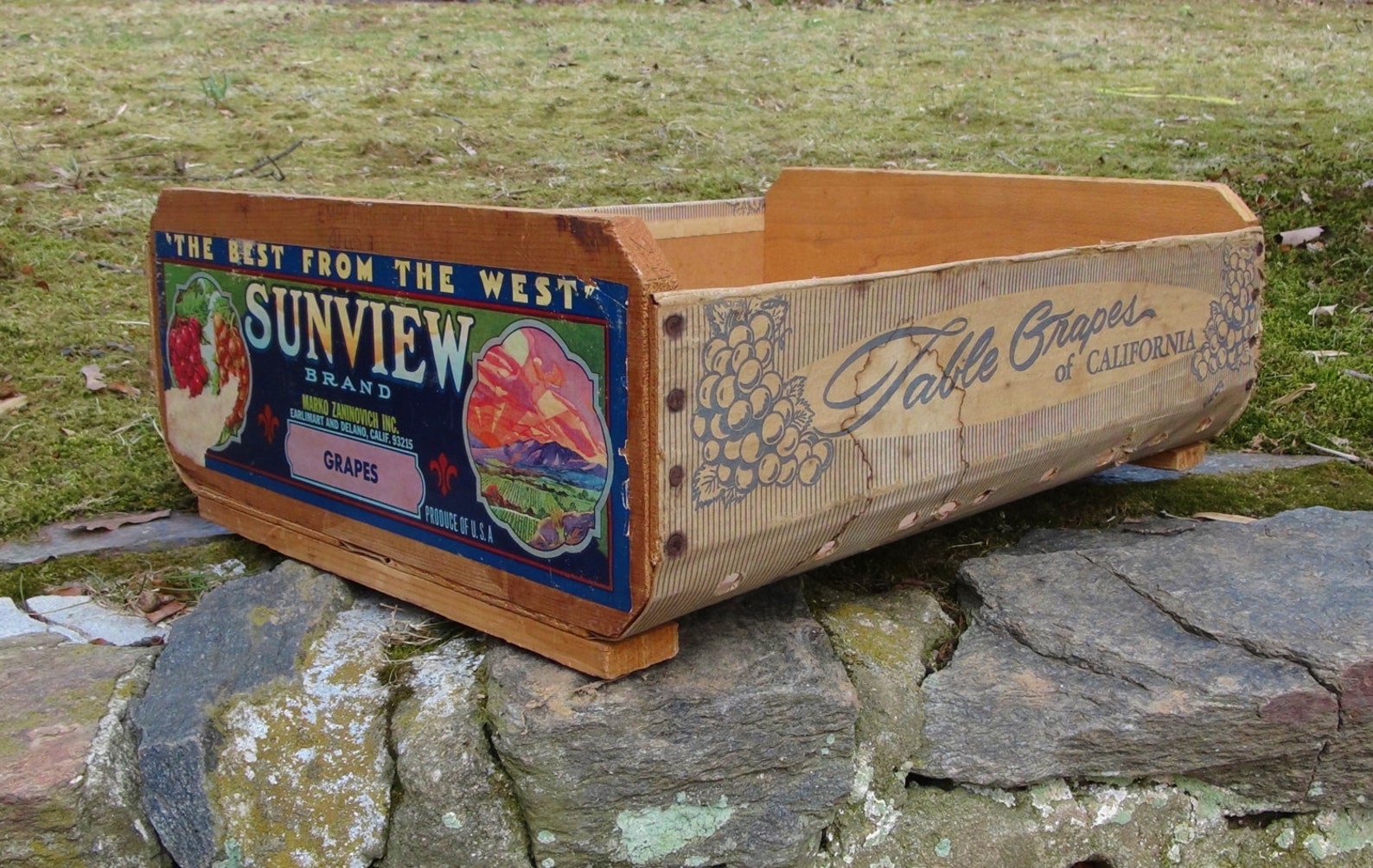 Vintage Wooden Box / Grape Harvesting Crate / Sunview Grape Etsy