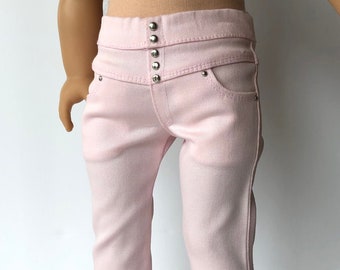 Light Pink Denim High Waisted Designer Jeans fit 18 inch dolls