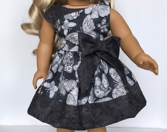 Special Day Dress fits 18 inch dolls Gray Butterflies