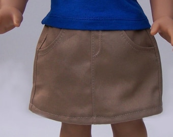 Khaki Twill Skirt for 18 inch dolls