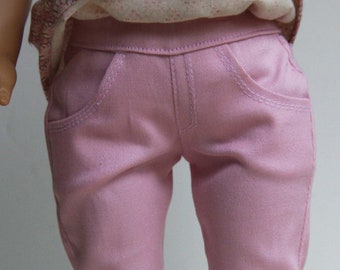 Pink Stretch Twill Skinny Jeans for 18 inch dolls