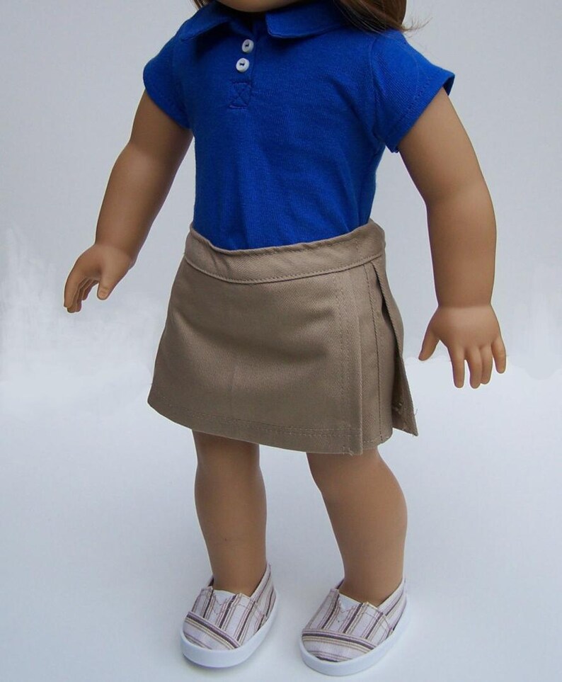 School Uniform for 18 inch dolls - Polo and Khaki Twill Skort Set