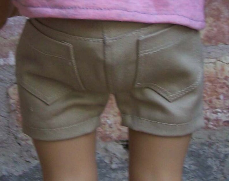 Khaki Twill Jean Shorts for 18 inch dolls image 2