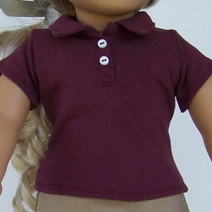 Polo Shirt for 18 inch dolls Maroon