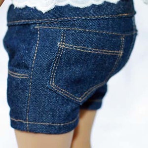 Dark Wash Denim Jean Shorts for 18 inch dolls image 3