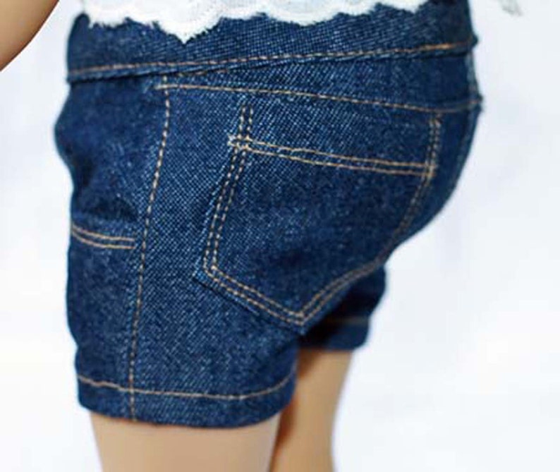 Dark Wash Denim Jean Shorts for 18 inch dolls image 3