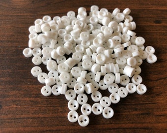 Tiny Buttons 6mm White qty 100 - doll buttons, craft buttons