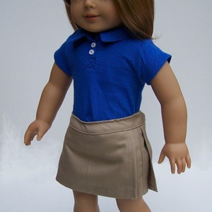 School Uniform for 18 inch dolls - Polo and Khaki Twill Skort Set