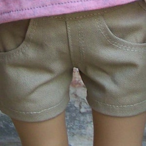 Khaki Twill Jean Shorts for 18 inch dolls image 1