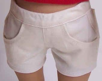 Cream Twill Jean Shorts for 18 inch dolls