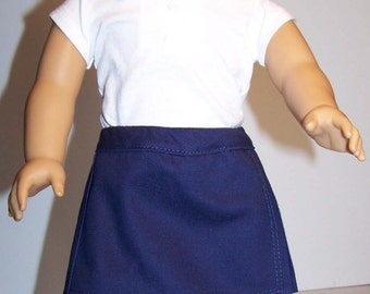 School Uniform for 18 inch dolls - Polo and Navy Twill Skort Set