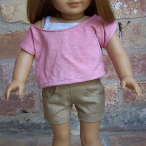Khaki Twill Jean Shorts for 18 inch dolls image 3