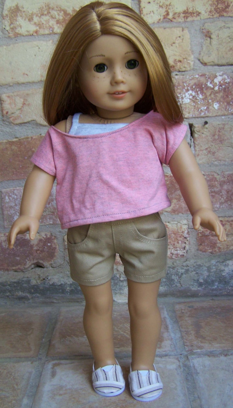 Khaki Twill Jean Shorts for 18 inch dolls image 3