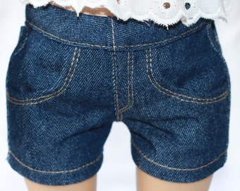 Dark Wash Denim Jean Shorts for 18 inch dolls