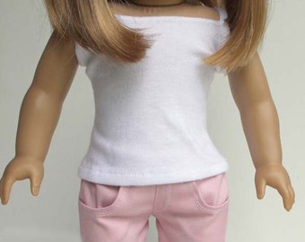 Pink Stretch Twill Jean Shorts for  18 inch dolls