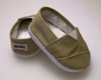 MADDIES - Toms Style Shoes for American Girl and similar 18 inch dolls - Khaki Twill