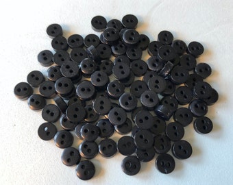 Tiny Buttons 6mm Black qty 100 - doll buttons, craft buttons