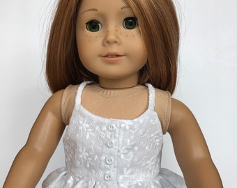 Ruffled Halter Top White Embroidered Cotton for 18 inch dolls