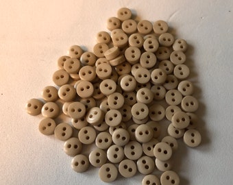 Tiny Buttons 6mm Beige qty 100 - doll buttons, craft buttons