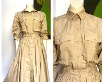 80s Vintage Albert Nippon shirt dress w pockets M