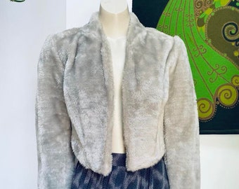 Vintage Stephen Dattner Grey Faux Fur cropped jacket