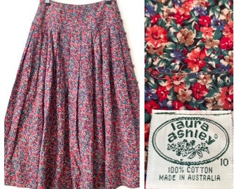 Vintage Laura Ashley floral print pleated skirt S