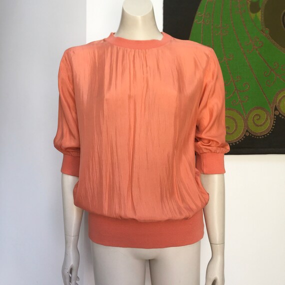 80's Vintage pure SILK loose fit top M