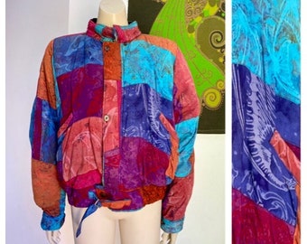 Vintage Batik colourful patchwork bomber jacket