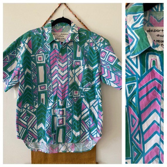 Vintage DESERT DESIGNS teal magenta Indigenous pri