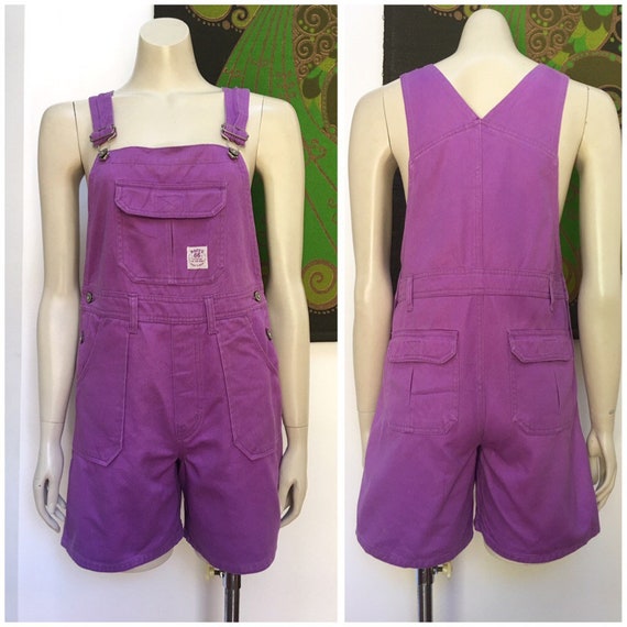 Vintage Purple Route 66 short overalls S