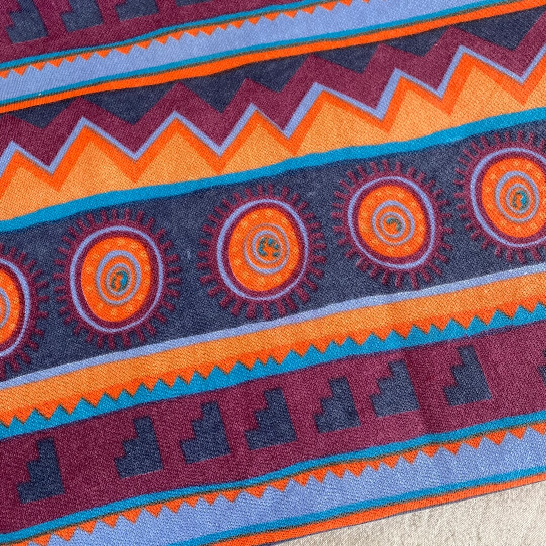 Vintage Colourful Tribal Print Fleece Backed Knit Sweatshirt Etsy