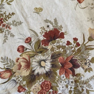 Vintage FLOWER print mid weight cotton curtain image 7