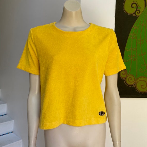 Vintage FILA Terry cloth towelling bright yellow t